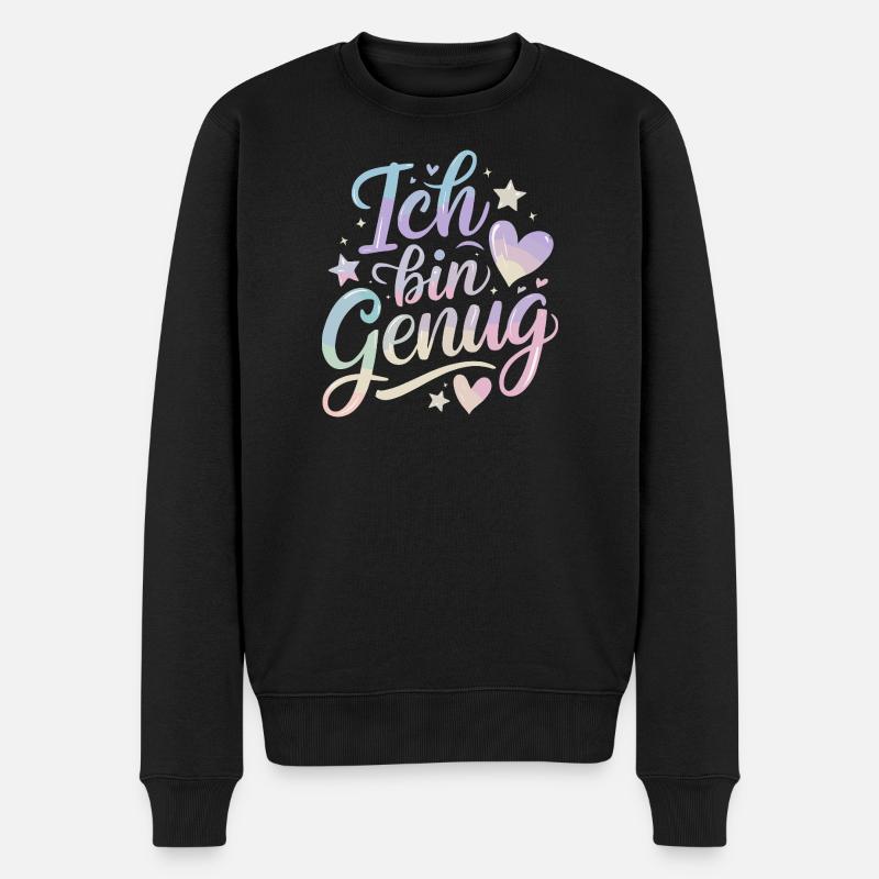  Ich Bin Genug Pastell Selflove Selbstliebe - Männer Premium Bio Pullover - Schwarz