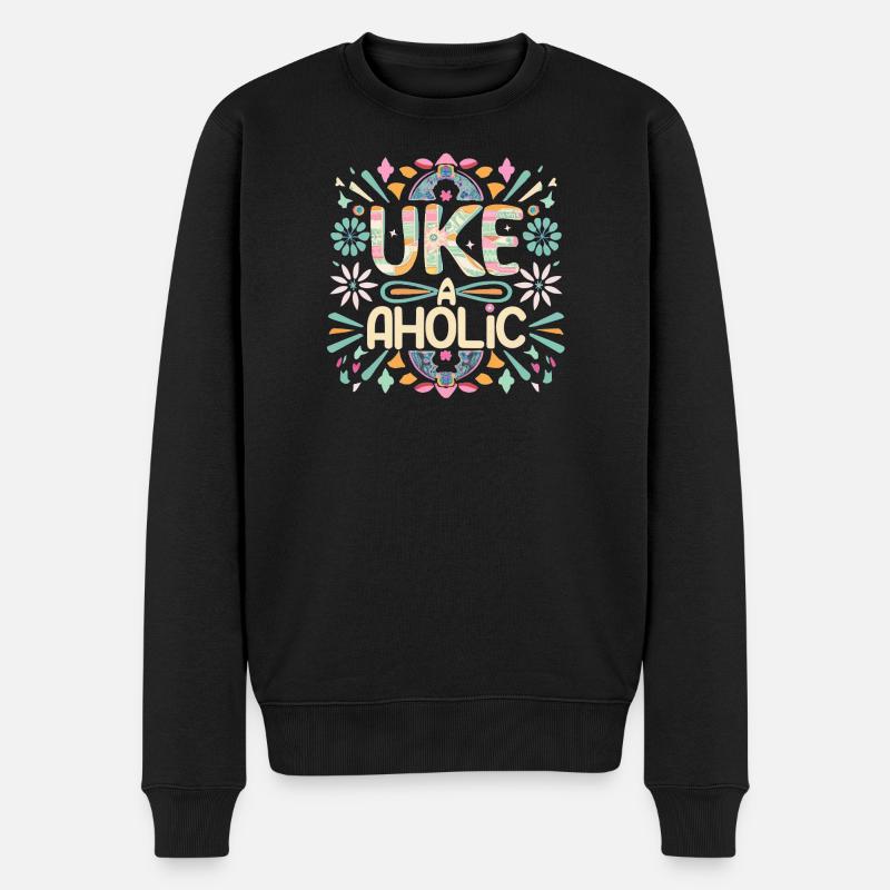Uke-aholic - Männer Premium Bio Pullover - Schwarz