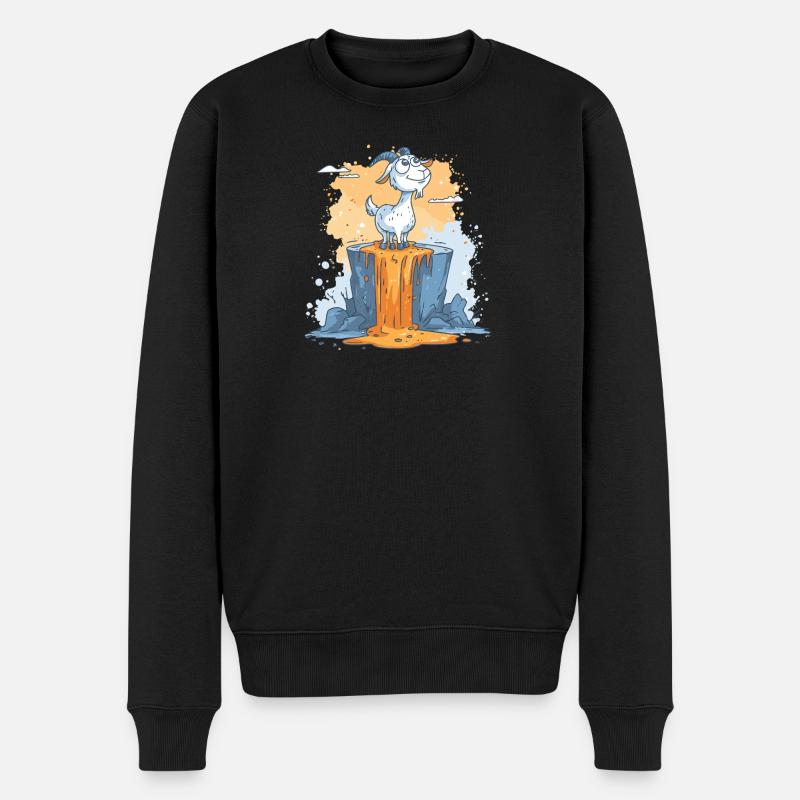 Lava Ziege auf Vulkanfelsen - Männer Premium Bio Pullover - Schwarz