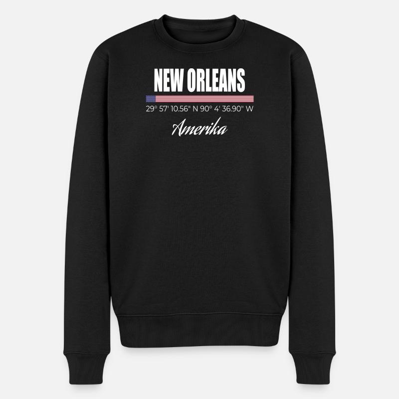New Orleans - Männer Premium Bio Pullover - Schwarz