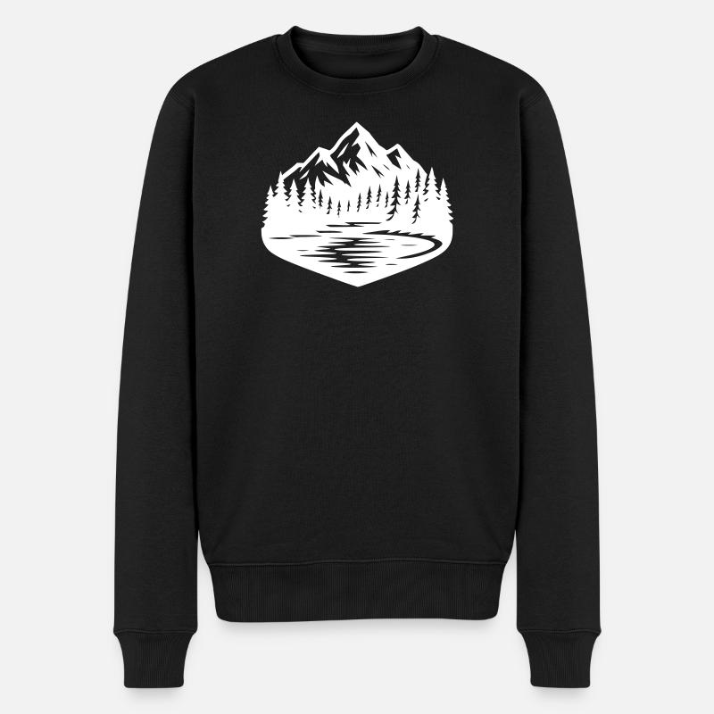 Berge Landschaft Wald - Männer Premium Bio Pullover - Schwarz
