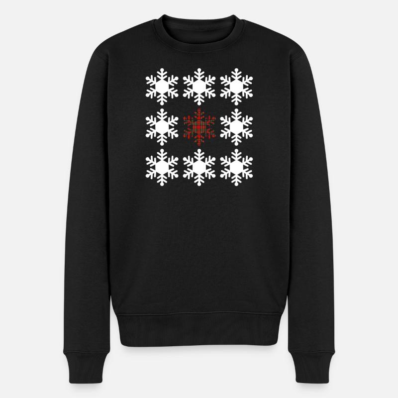 Flocon de neige en tartan - Pull Premium bio Homme - noir