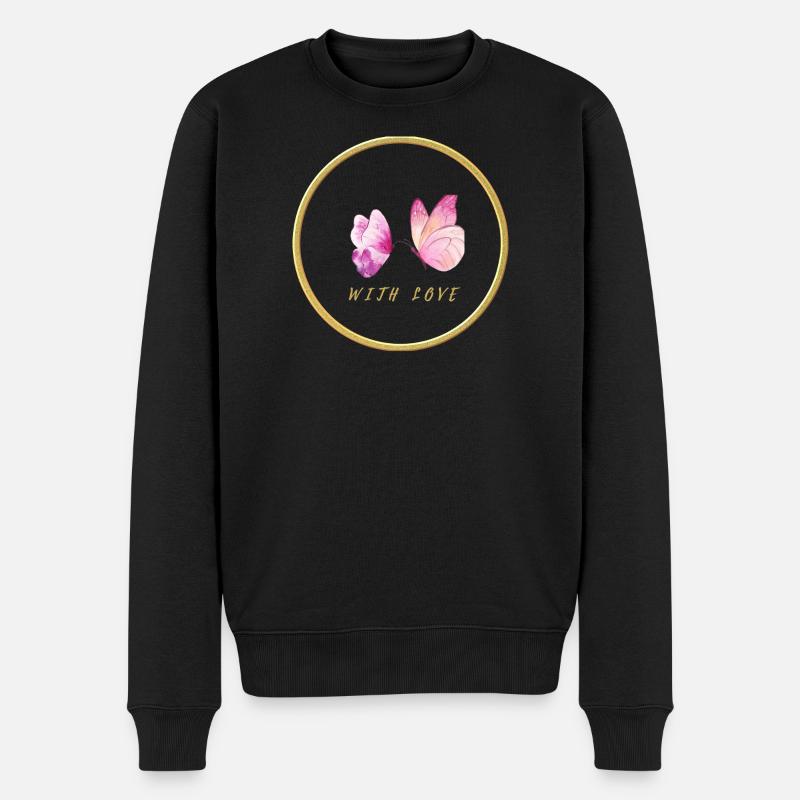 Papillons roses avec amour - avec amour - Pull Premium bio Homme - noir