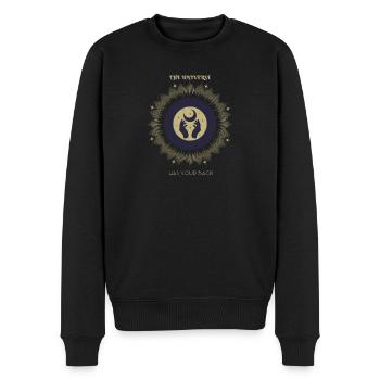 The_Universe_has_yor_back - Männer Premium Bio Pullover - Schwarz - Vorne - Nico (187cm)