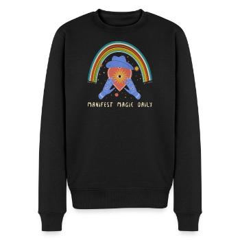 Manifest_magic_daily - Männer Premium Bio Pullover - Schwarz - Vorne - Nico (187cm)