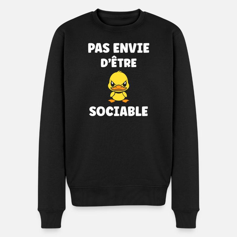 Pas envie d'être sociable Canard - Pull Premium bio Homme - noir