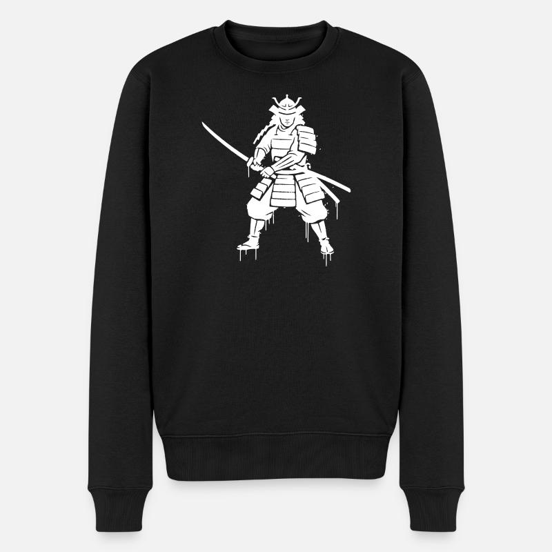 Samurai Graffiti Streetwear Vektor - Männer Premium Bio Pullover - Schwarz