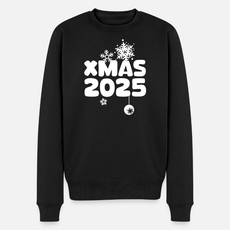 XMAS 2025 mit Schneeflocken Design - Männer Premium Bio Pullover - Schwarz