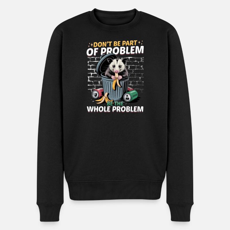 Funny Opossum - Männer Premium Bio Pullover - Schwarz