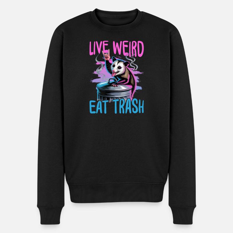 Funny Opossum - Männer Premium Bio Pullover - Schwarz