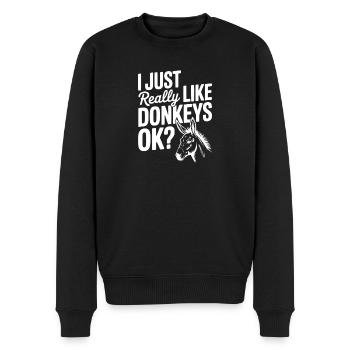 Ich mag Esel einfach wirklich sehr, okay? - Männer Premium Bio Pullover - Schwarz - Vorne - Nico (187cm)