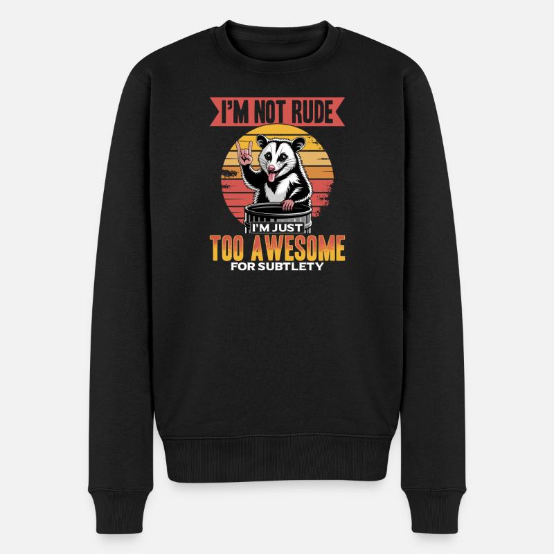 Funny Opossum - Männer Premium Bio Pullover - Schwarz