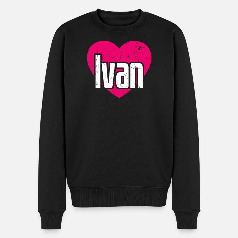 J’aime Ivan Coeur Rose J’aime Ivan - Pull Premium bio Homme - noir