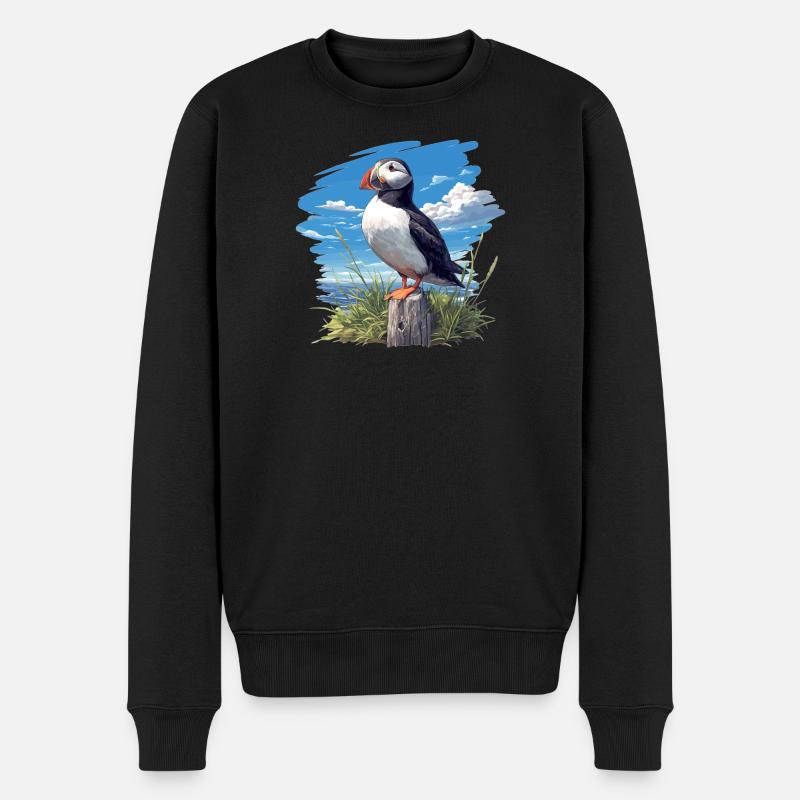 Puffin Papageientaucher - Männer Premium Bio Pullover - Schwarz