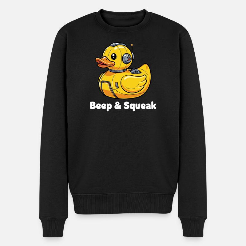 Beep & Squeak Roboter-Ente - Männer Premium Bio Pullover - Schwarz