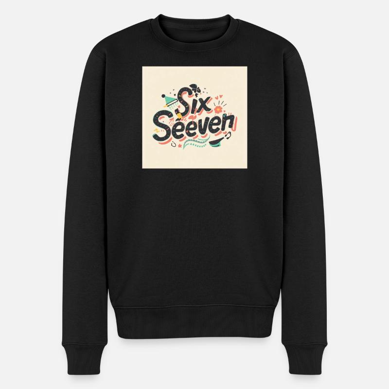 Sechs Siebzehn Retro-Doodle-Buchstaben - Männer Premium Bio Pullover - Schwarz
