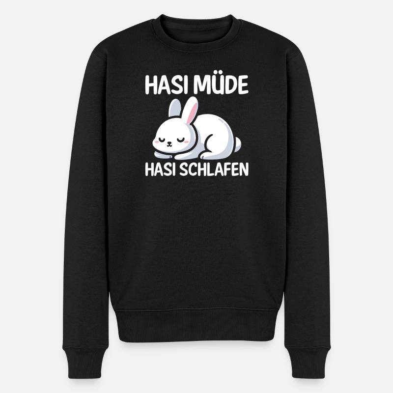Shlafshirt Hase Hasi Müde Hasi Schlafen - Männer Premium Bio Pullover - Schwarz