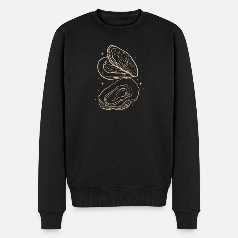 Austern - Männer Premium Bio Pullover - Schwarz