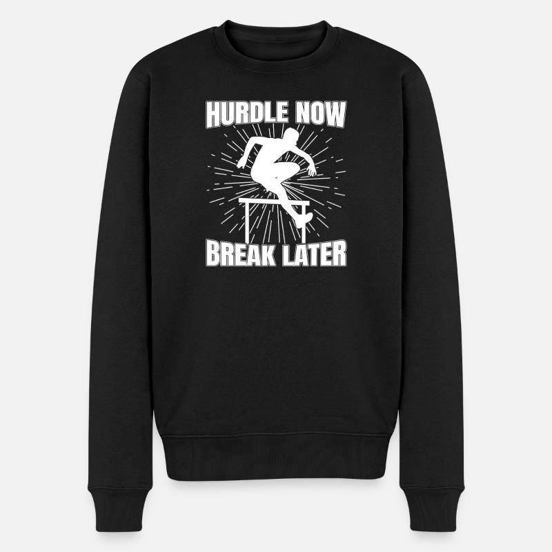Track Athletics Hurdle Now Break Later - Männer Premium Bio Pullover - Schwarz