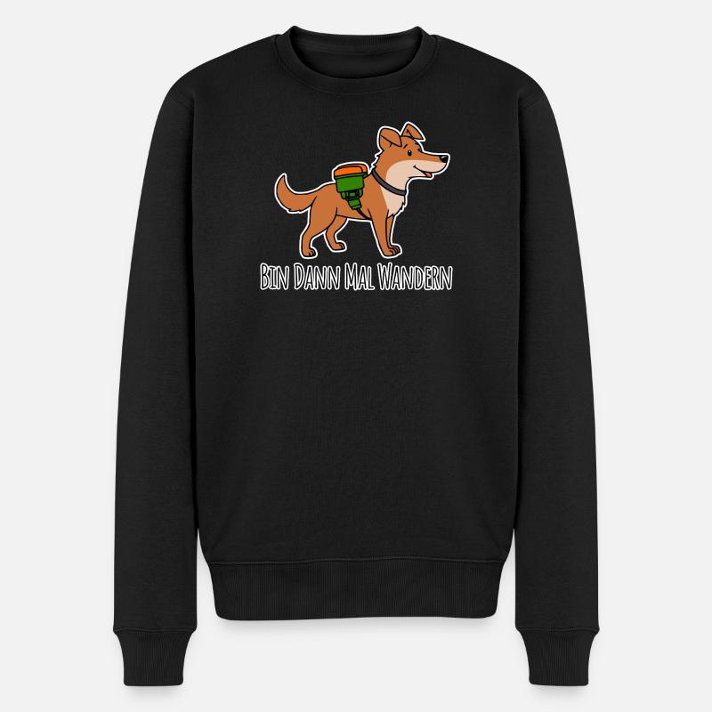 Lustiger Hund geht wandern - Berg Schäferhund - Männer Premium Bio Pullover - Schwarz