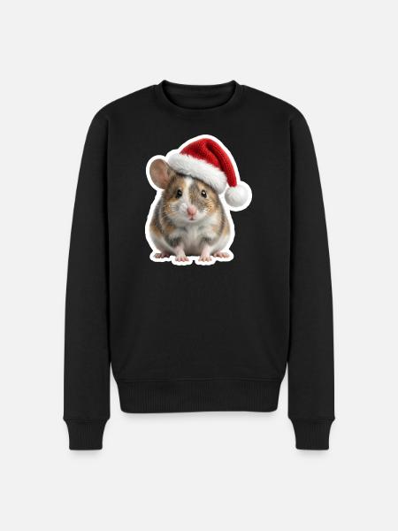 Cute mouse with big Christmas hat - Men's Premium Organic Jumper - black
