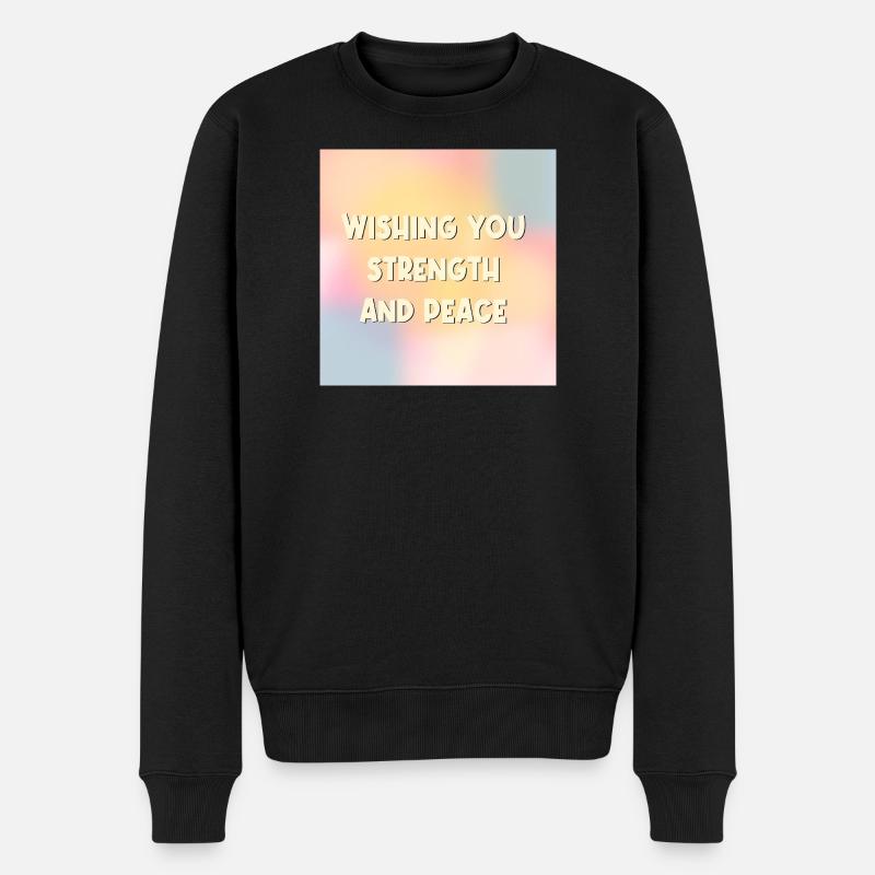 Kraft Frieden wünschen - Männer Premium Bio Pullover - Schwarz