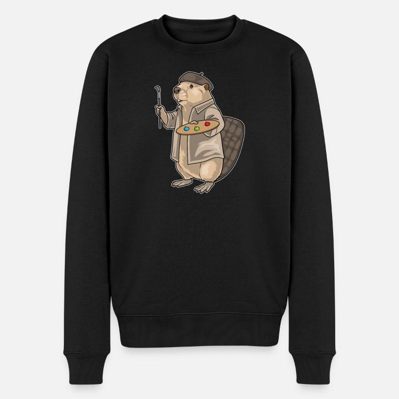 Biber Maler Pinsel Malen - Männer Premium Bio Pullover - Schwarz