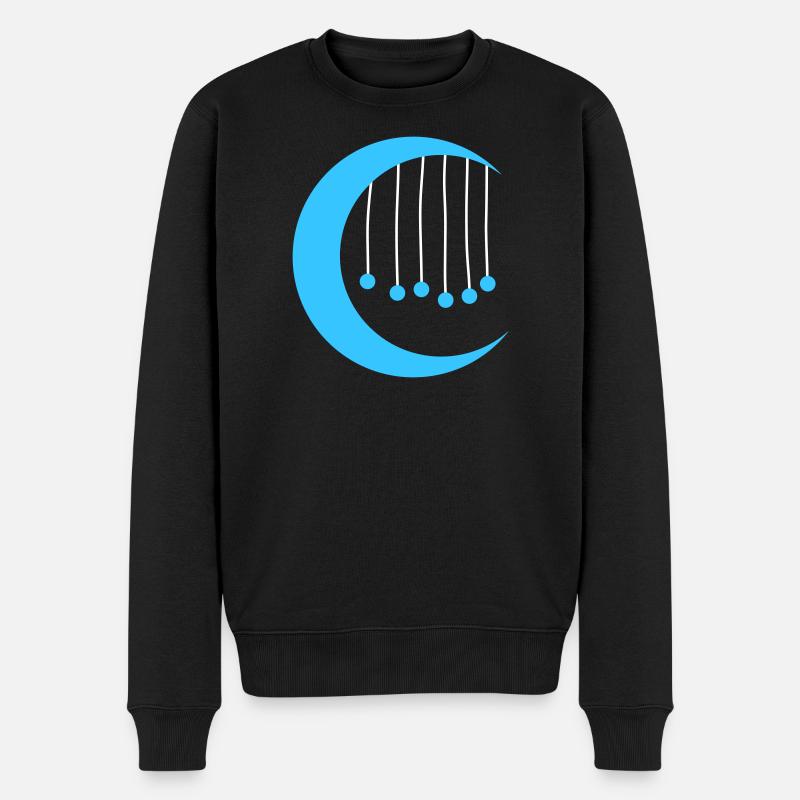 Lune bleue avec carillon à vent - Pull Premium bio Homme - noir