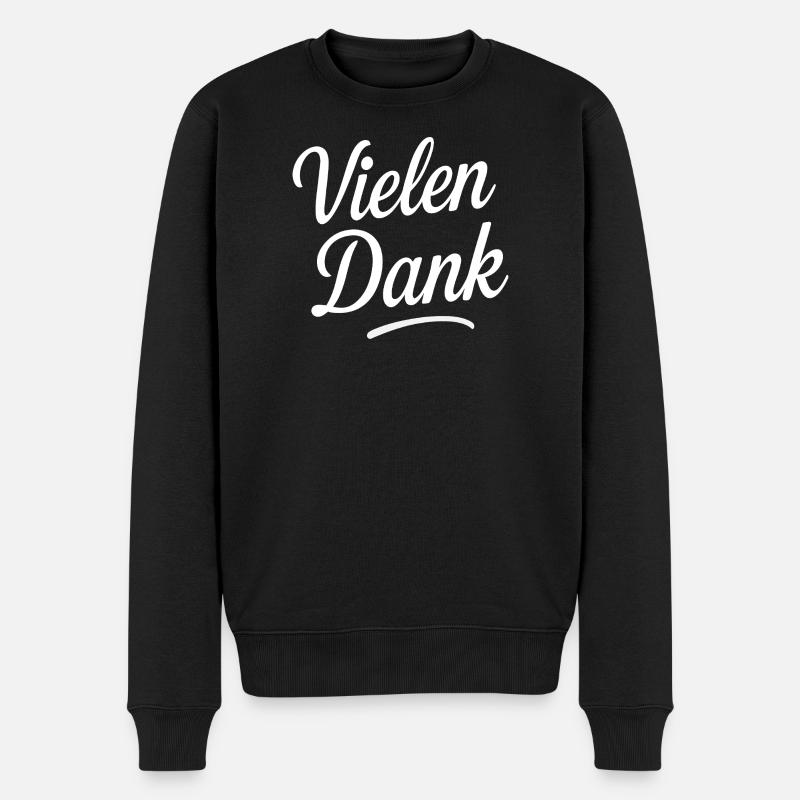 Vielen Dank Schriftzug - Männer Premium Bio Pullover - Schwarz