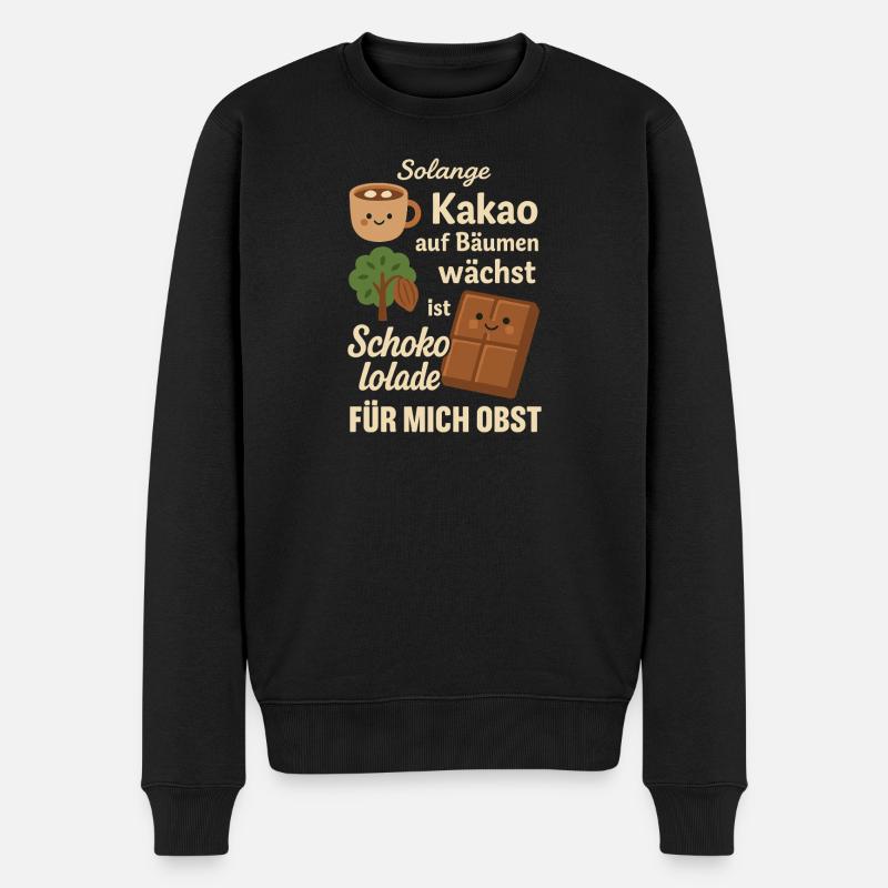 Schokolade ist Obst – Lustiges Kakaomotiv - Männer Premium Bio Pullover - Schwarz