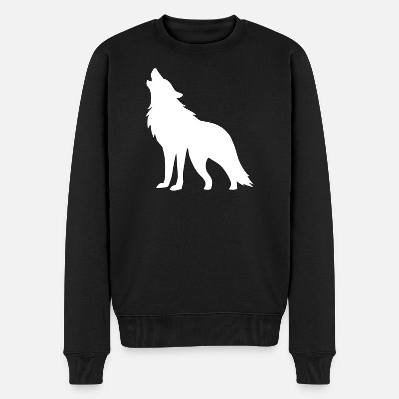 Wolf Silhouette - Männer Premium Bio Pullover - Schwarz