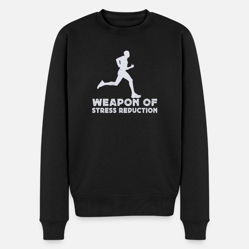 Marathon Runner Weapon Of Stress Running - Männer Premium Bio Pullover - Schwarz