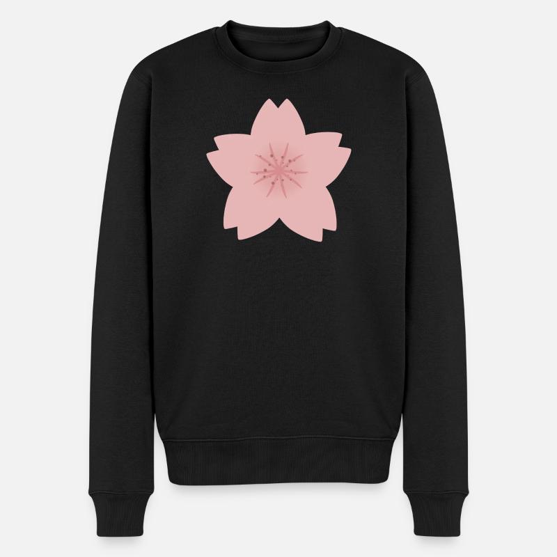 Kirschblüten-Pinkblüten-Grafik - Männer Premium Bio Pullover - Schwarz