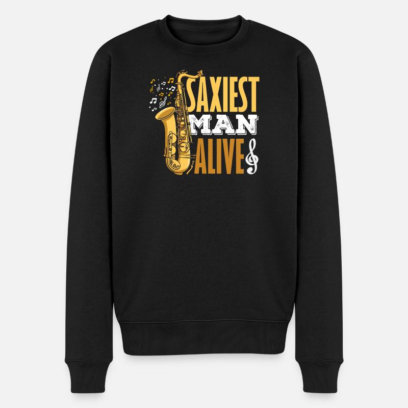 Saxophone, saxophone, saxophonistes drôles, hommes - Pull Premium bio Homme - noir