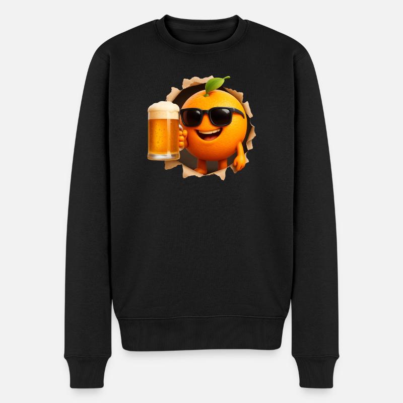 Orange Bier - Männer Premium Bio Pullover - Schwarz