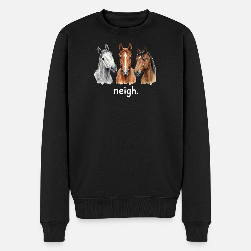 Pferde wiehern – Lustiges Wiehern für Pferdeliebha - Männer Premium Bio Pullover - Schwarz