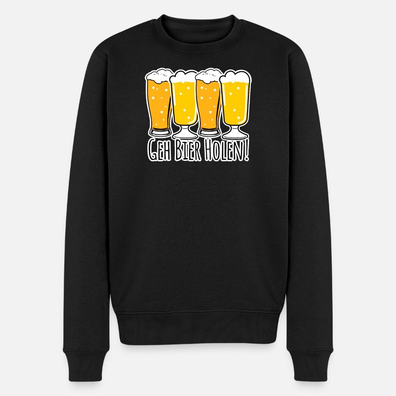 Geh Bier holen! - Männer Premium Bio Pullover - Schwarz