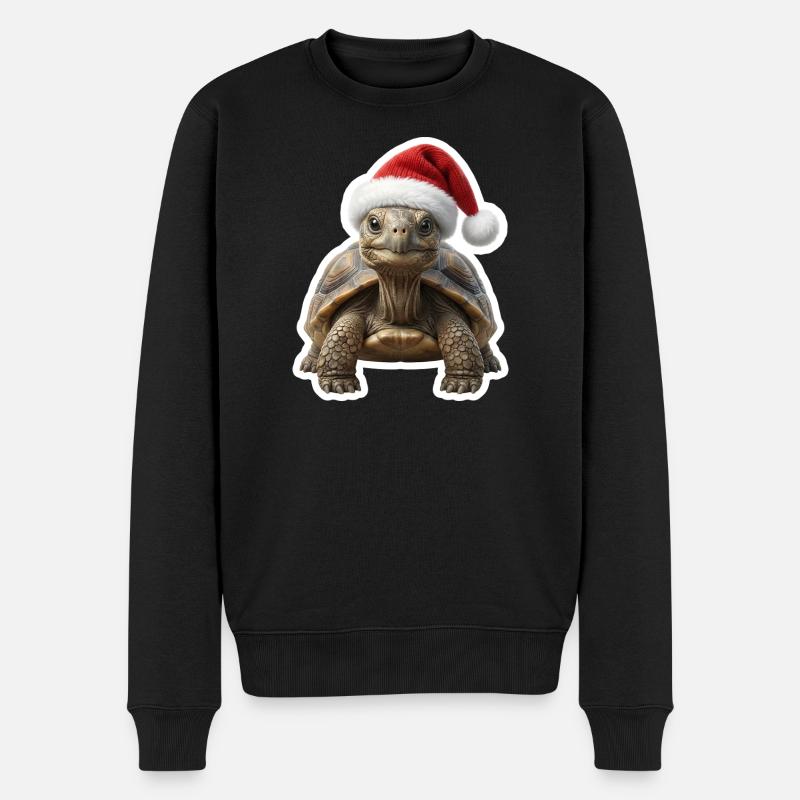 Gemuetliche Schildkroete feiert langsam - Männer Premium Bio Pullover - Schwarz