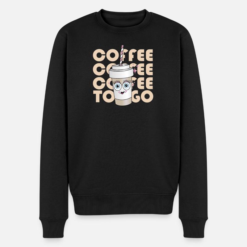 Kaffee To-Go Maskottchen - Männer Premium Bio Pullover - Schwarz
