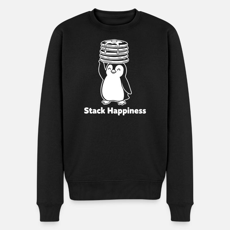 Stack Happiness Penguin Pancakes - Men's Premium Organic Jumper - black