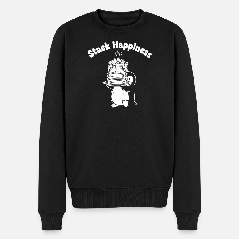 Pinguin Stackt Kuchenfreude - Männer Premium Bio Pullover - Schwarz