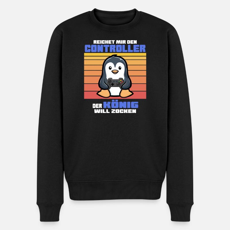 König am gamen - Männer Premium Bio Pullover - Schwarz