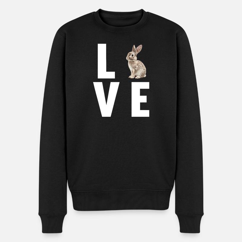 Hasen Hase - Männer Premium Bio Pullover - Schwarz