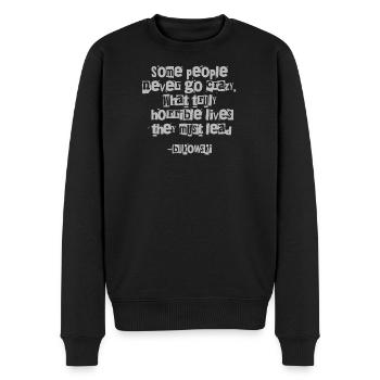 Typographie des citations grunge de Bukowski - Pull Premium bio Homme - noir - Devant - Nico (187cm)