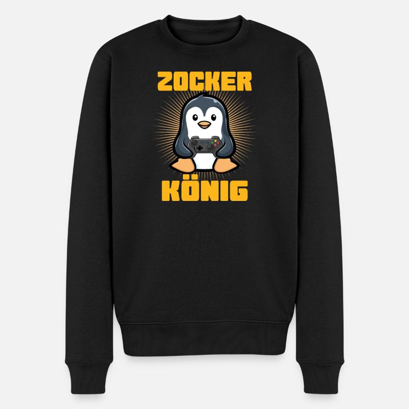 zocker könig  - Männer Premium Bio Pullover - Schwarz