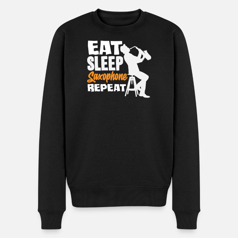 Saxophone Eat Sleep Répétition Saxophoniste - Pull Premium bio Homme - noir