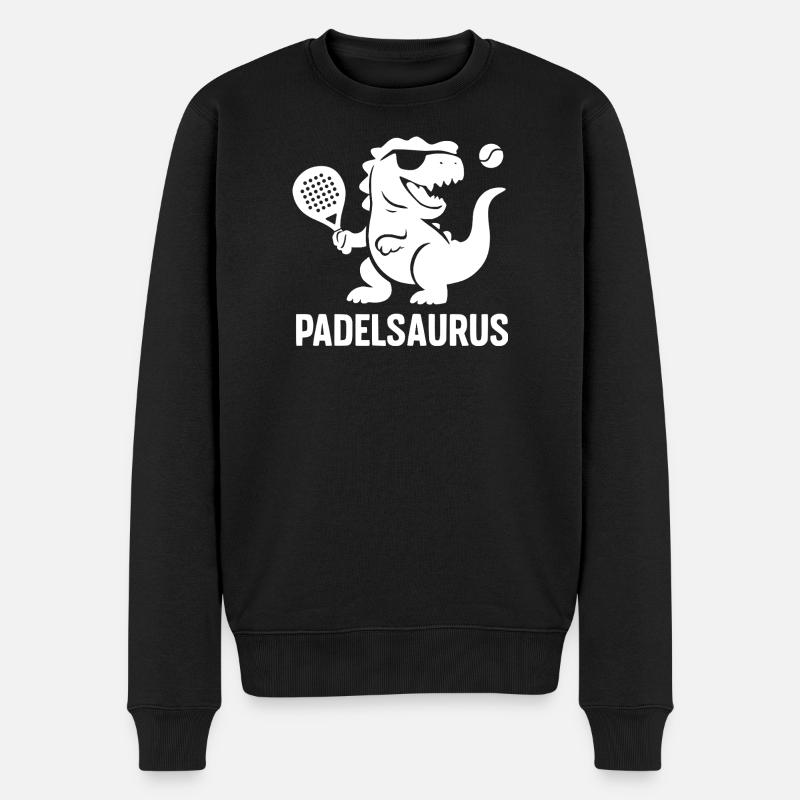 Lustiges Padel | Padelsaurus - Männer Premium Bio Pullover - Schwarz