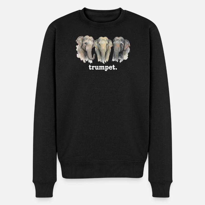 Trompette d’éléphant Amusé drôle d’éléphants Tromp - Pull Premium bio Homme - noir