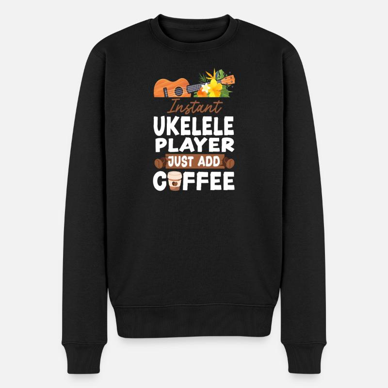 Hawaiian Ukulele Uke Coffee - Männer Premium Bio Pullover - Schwarz