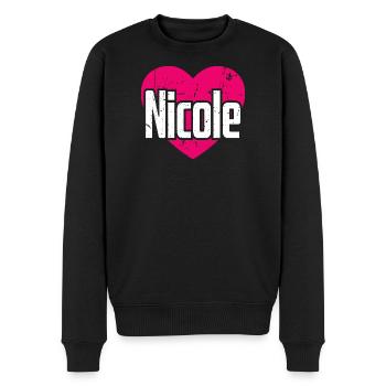 I Love Nicole Pinkes Herz Ich liebe Nicole - Männer Premium Bio Pullover - Schwarz - Vorne - Nico (187cm)